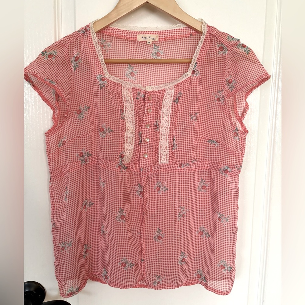 Summer Blouse in Red Gingham Size M